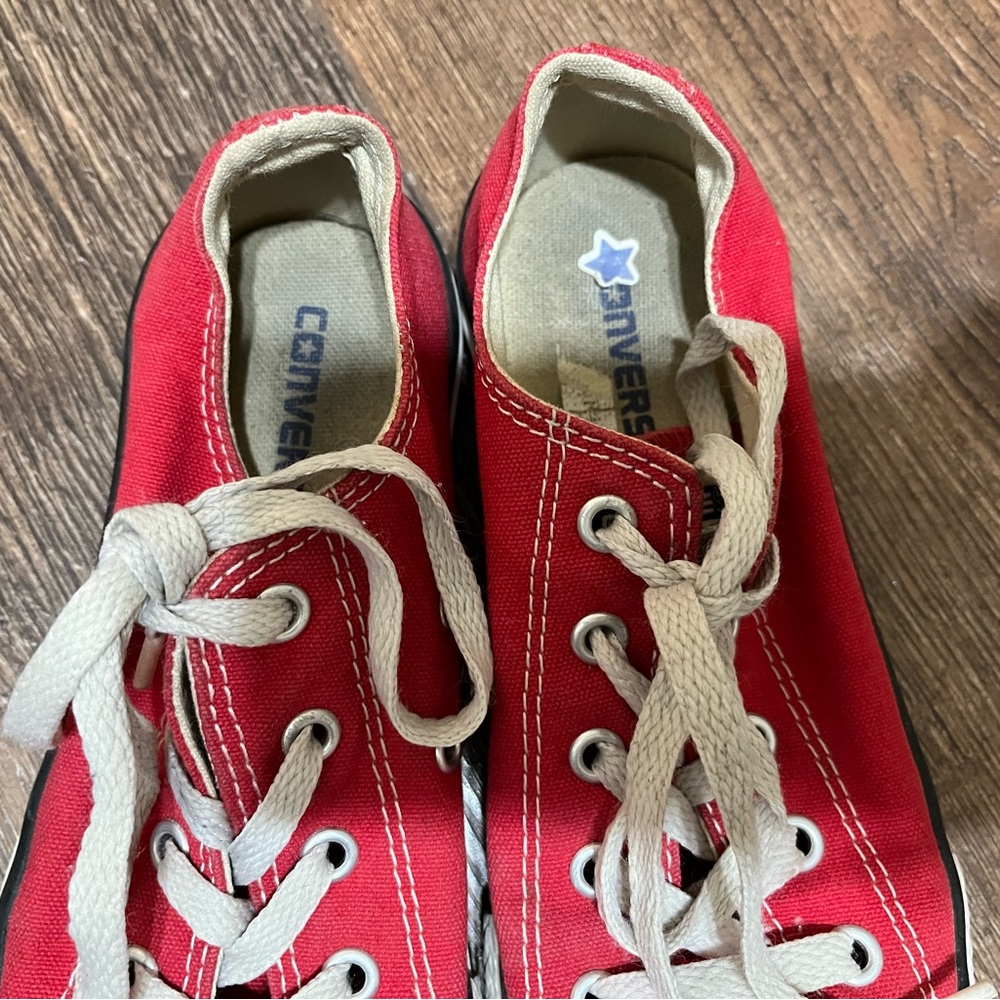 Converse Red Sneakers with White Laces and Rubber Toe Cap - Picture 5 of 7